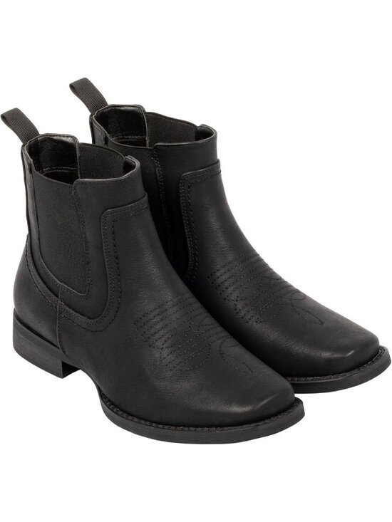 Men\'s Black Ankle Cowboy Boots Square Toe Chelsea Casual Retro Stylish Boot main image 4